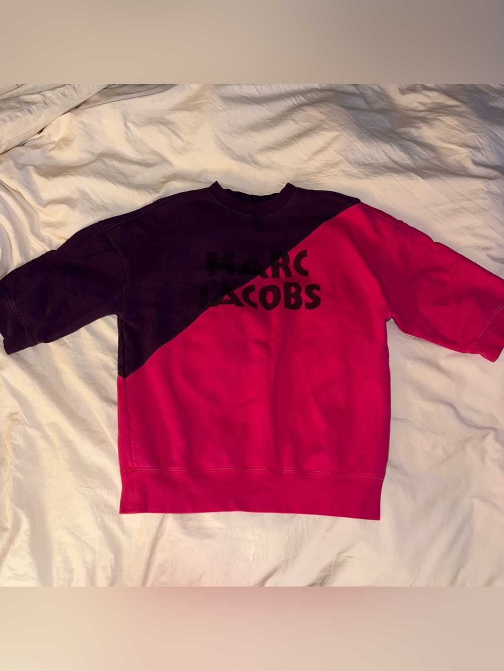 marc jacobs purple pink cropped sleeve sweatshirt xs